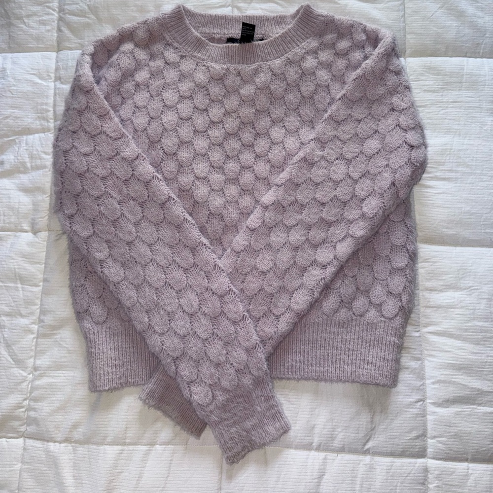 Forever 21 Lilac Textured Crew Neck Sweater